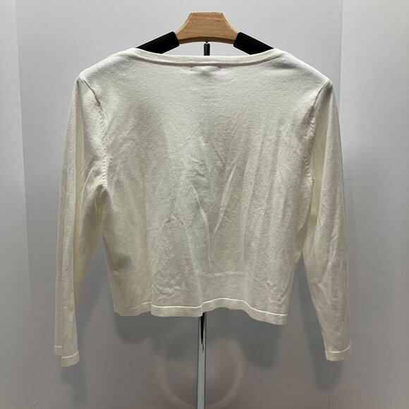 New York & Company white cropped 3/4 sleeve cardigan rhinestone buttons size M - Picture 2 of 5